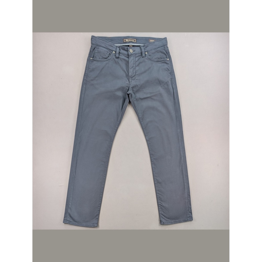 34 Heritage Courage Mens 33x32 Mid Rise Straight Stretch Pants Blue Gray